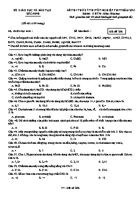 Đề thi thử Tốt nghiệp THPT môn Hóa học - Mã đề 206 - Năm học 2020-2021 - Sở giáo dục và đào tạo Bắc Ninh (Có đáp án)